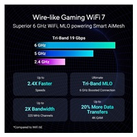 ASUS Herní Router ROG Rapture GT-BE19000, 3-pásmový WiFi7 Router, 2x WAN, 4x LAN, AiMesh