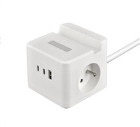 Viking síťový adaptér YC23H, 2x 230 V, 1x USB-A, 2x USB-C, dotykové světlo, funkce stojánku, bílá