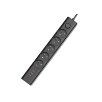 Viking síťová prodlužovací zásuvka YC53, 5x AC 230V, 1x USB-A, 2x USB-C, délka 1,5 m, černá