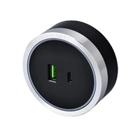 Viking zásuvkový modul A60, 1x USB-A, 1x USB-C, PD, stříbrno-černá