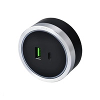 Viking zásuvkový modul A60, 1x USB-A, 1x USB-C, PD, stříbrno-černá