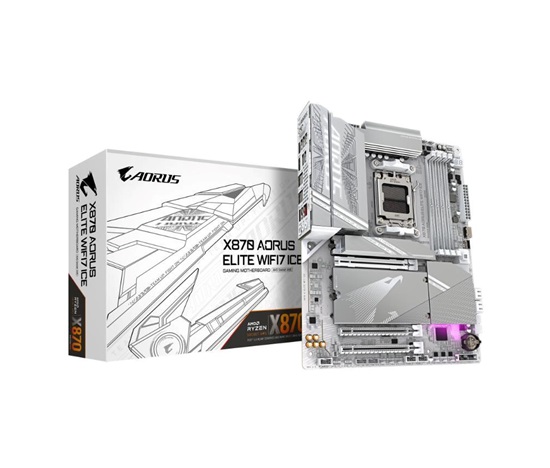 GIGABYTE MB Sc AM5 X870 A ELITE WF7 ICE, AMD X870, 4xDDR5, 2xHDMI, 2xUSB4, WiFi
