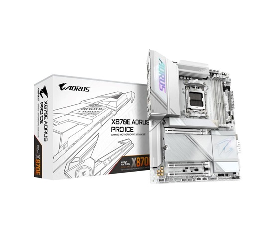 GIGABYTE MB Sc AM5 X870E AORUS PRO ICE, AMD X870, 4xDDR5, 2xHDMI, 2xUSB4, WiFi