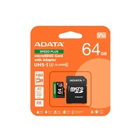 ADATA MicroSDXC karta 64GB Speed Plus, U3, C10, A2, V30 (R:160/W:140 MB/s) + SD adaptér