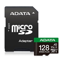 ADATA MicroSDXC karta 128GB Speed Plus, U3, C10, A2, V30 (R:180/W:160 MB/s) + SD adaptér