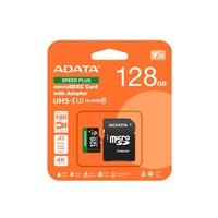ADATA MicroSDXC karta 128GB Speed Plus, U3, C10, A2, V30 (R:180/W:160 MB/s) + SD adaptér
