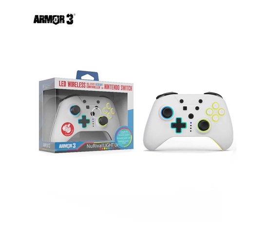 Hyperkin "NuRival" Wireless Hall Effect Stick Game Controller For N. Switch® OLED Model/N. Switch® (White) - Armor3