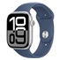 Apple Watch Series 10 GPS + Cellular 46mm Silver Aluminium Case with Denim Sport Band - S/M