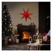 Solight LED vánoční hvězda červená, závěsná, 60cm, 20x LED, 2x AA