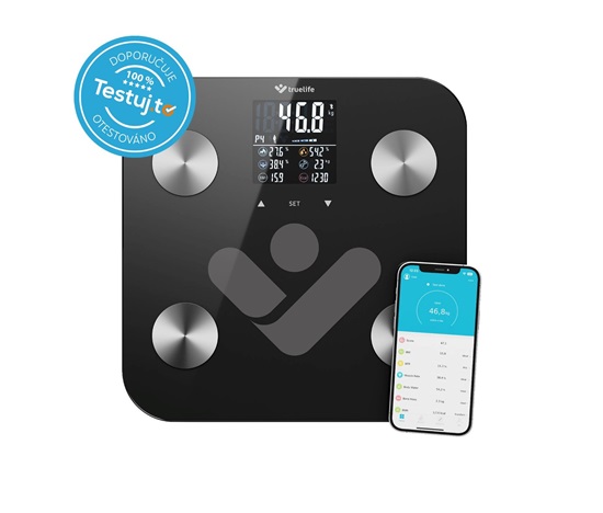 TrueLife FitScale W6 BT - Bioelektrická impedanční bluetooth váha - černá