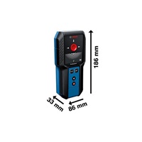 Bosch GMS 120-27 detektor, 2× baterie 1,5 V LR6 (AA), identifikace materiálu