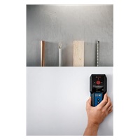 Bosch GMS 120-27 detektor, 2× baterie 1,5 V LR6 (AA), identifikace materiálu