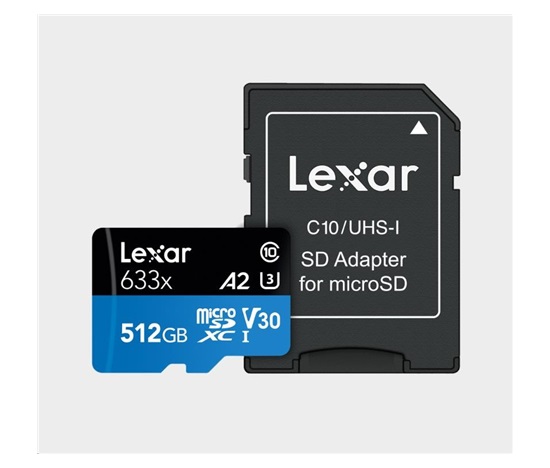 Lexar microSDXC 633x UHS-I/A2/U3/10 R100/W45MB (V30) 512GB