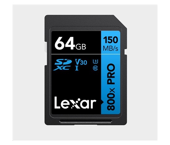 Lexar SDXC 800x Pro UHS-I cards, C10 (V30) U3, R150, 64GB