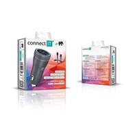 CONNECT IT InCarz Duplex nabíječka do auta, 1x USB-C, 1x Lightning, šedá