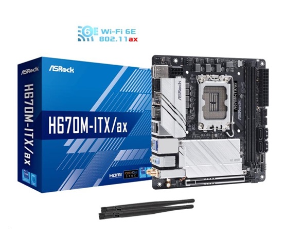 BAZAR - ASRock MB Sc LGA1700 H670M-ITX/AX, Intel H670, 2xDDR4, 1xDP, 1xHDMI, WI-FI, mini-ITX - Po opravě (Bez příšlušens