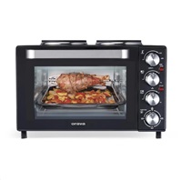 Orava Elektra-X28 elektrická trouba s dvouplotýnkou, 28 L, 2600 W, grilovací rošt, černá
