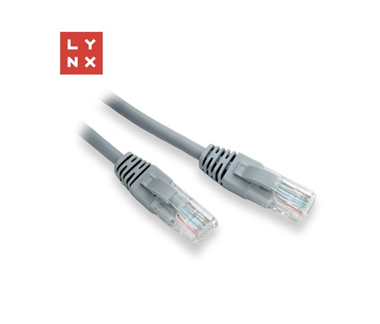 LYNX UTP patch kabel Cat5e, PVC, CCA, 1m, šedý (balení obsahuje 10ks)