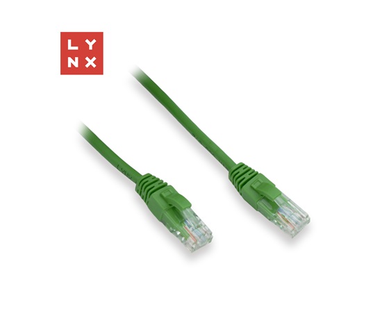 LYNX UTP patch kabel Cat5e, PVC, CCA, 0,3m, zelený (balení obsahuje 10ks)