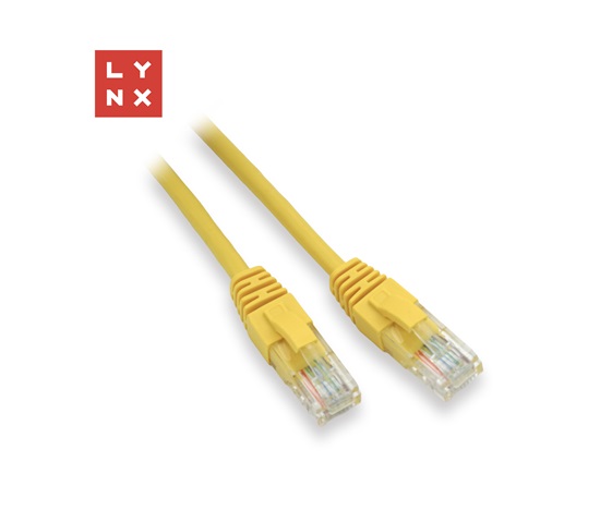LYNX UTP patch kabel Cat5e, PVC, CCA, 0,1m, žlutý (balení obsahuje 10ks)