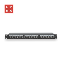 LYNX 19" patch panel 24-port, FTP Cat5e, 50µ, stíněný, černý