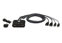 ATEN 2-port mini HDMI KVM USB, integrované kabely, tlačítko pro přepínání