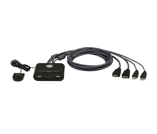 ATEN 2-port mini HDMI KVM USB, integrované kabely, tlačítko pro přepínání