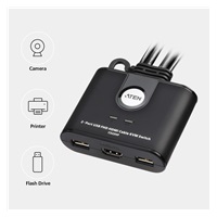 ATEN 2-port mini HDMI KVM USB, integrované kabely, tlačítko pro přepínání