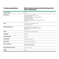 HPE Aruba Networking CX 6100 48G Class4 PoE 4SFP+ 370W Switch JL675A
