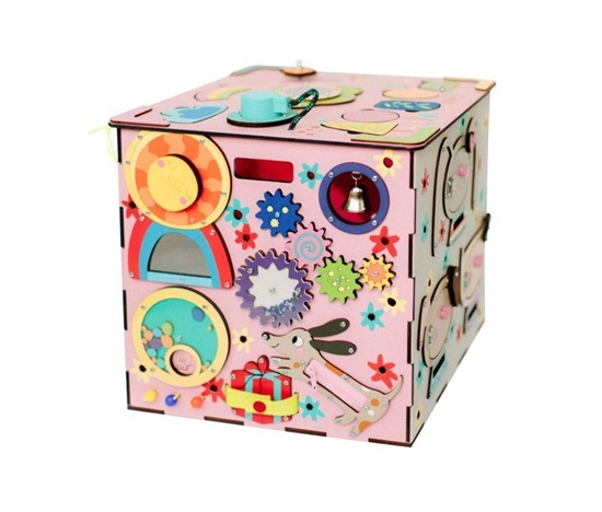 Activity board kostka XXL s LED - růžová