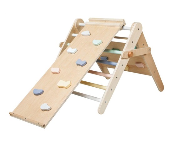 Montessori rostoucí Piklerové trojúhelník 3v1 s activity boardem a prknem 2v1 - pastel - 2. jakost