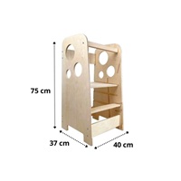 Rostoucí učící věž 3v1 Bublina Max 75 cm, přírodní (natur)