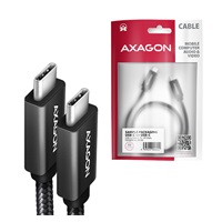 AXAGON BUCM32-CM05AB, SPEED+ kábel USB-C <-> USB-C, 0.5m, USB 20Gbps, PD 100W 5A, 4K HD, ALU, opletenie, čierny