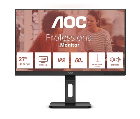 AOC MT IPS LCD WLED 27" U27E3UF - IPS panel, 3840x2160, 2xHDMI, DP, USB 3.2, repro, pivot