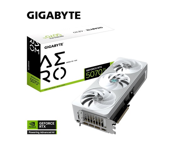 GIGABYTE VGA NVIDIA GeForce RTX 5070 Ti AERO OC 16G, 16G GDDR7, 3xDP, 1xHDMI