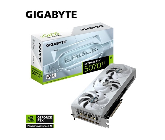 GIGABYTE VGA NVIDIA GeForce RTX 5070 Ti EAGLE OC ICE 16G, 16G GDDR7, 3xDP, 1xHDMI
