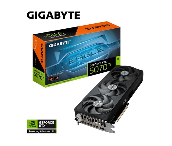 GIGABYTE VGA NVIDIA GeForce RTX 5070 Ti EAGLE OC 16G, 16G GDDR7, 3xDP, 1xHDMI
