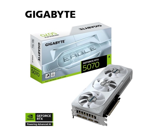 GIGABYTE VGA NVIDIA GeForce RTX 5070 EAGLE OC ICE 12G, 12G GDDR7, 3xDP, 1xHDMI