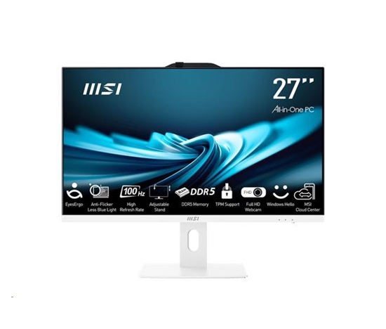 MSI PC AiO PRO AP272P 14M-868XEU, i5-14400, 27" FHD, Anti-Glare, Non-touch, 16GB, 512GB SSD, N/A, No OS, White