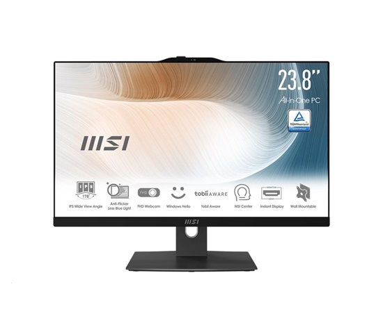 MSI PC AiO MS-AE07 (Modern AM242TP 12M-1697XEU), i5-1235U, 23.8" FHD, Anti-Glare, Touch, 16GB, 512GB SSD, N/A, No OS, Bl