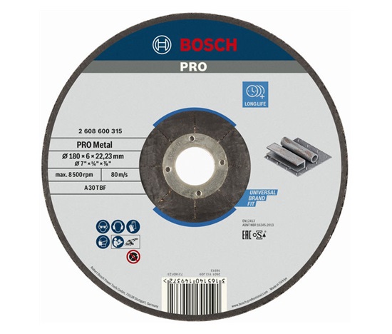 Bosch hrubovací kotouč PRO Metal, 180 × 6 × 22,23 mm, oSa