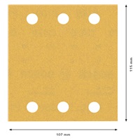 Bosch brusné papíry EXPERT C470 se 6 otvory pro vibrační brusky 115 × 107 mm, P180, 10 ks
