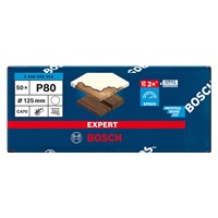 Bosch brusné papíry EXPERT C470 bez otvorů pro úhlové brusky a vrtačky 125 mm, P80, 50 ks