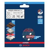 Bosch 9dílná sada brusných kotoučů EXPERT O780 s fólií, 125 mm, G80 (3×); G120 (3×); G180 (3×)