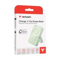VERBATIM Powerbanka Charge 'n' Go, Magnetická, 10000 mAh, USB-C, Stojánek, Zelená