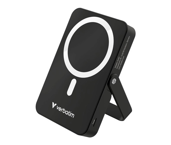 VERBATIM Powerbanka Charge 'n' Go, Magnetická, 10000 mAh, USB-C, Stojánek, Černá