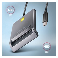 AXAGON CRE-SM3TC, USB-C FlatReader čítačka kontaktných kariet ID card (eID klient), kábel 1.2 m