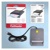 AXAGON CRE-SM3TC, USB-C FlatReader čítačka kontaktných kariet ID card (eID klient), kábel 1.2 m