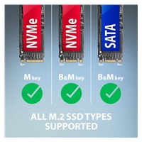 AXAGON ADM2-AM USB-A 10Gbps - M.2 NVMe & SATA SSD adaptér, kábel USB-A 10cm