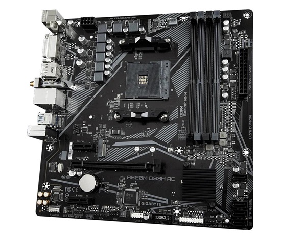 GIGABYTE MB Sc AM4 A520M DS3H AC, AMD A520, 4xDDR4, 1xDP, 1xHDMI, 1xDVI-D, WiFi, mATX